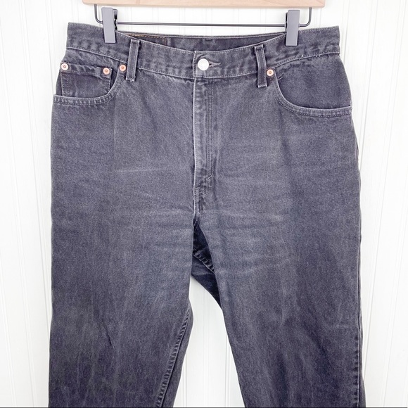 Vintage 90s Levi's 550 Women's Relaxed Fit Tapered Leg Black Denim Jeans Size 14 - Picture 3 of 7